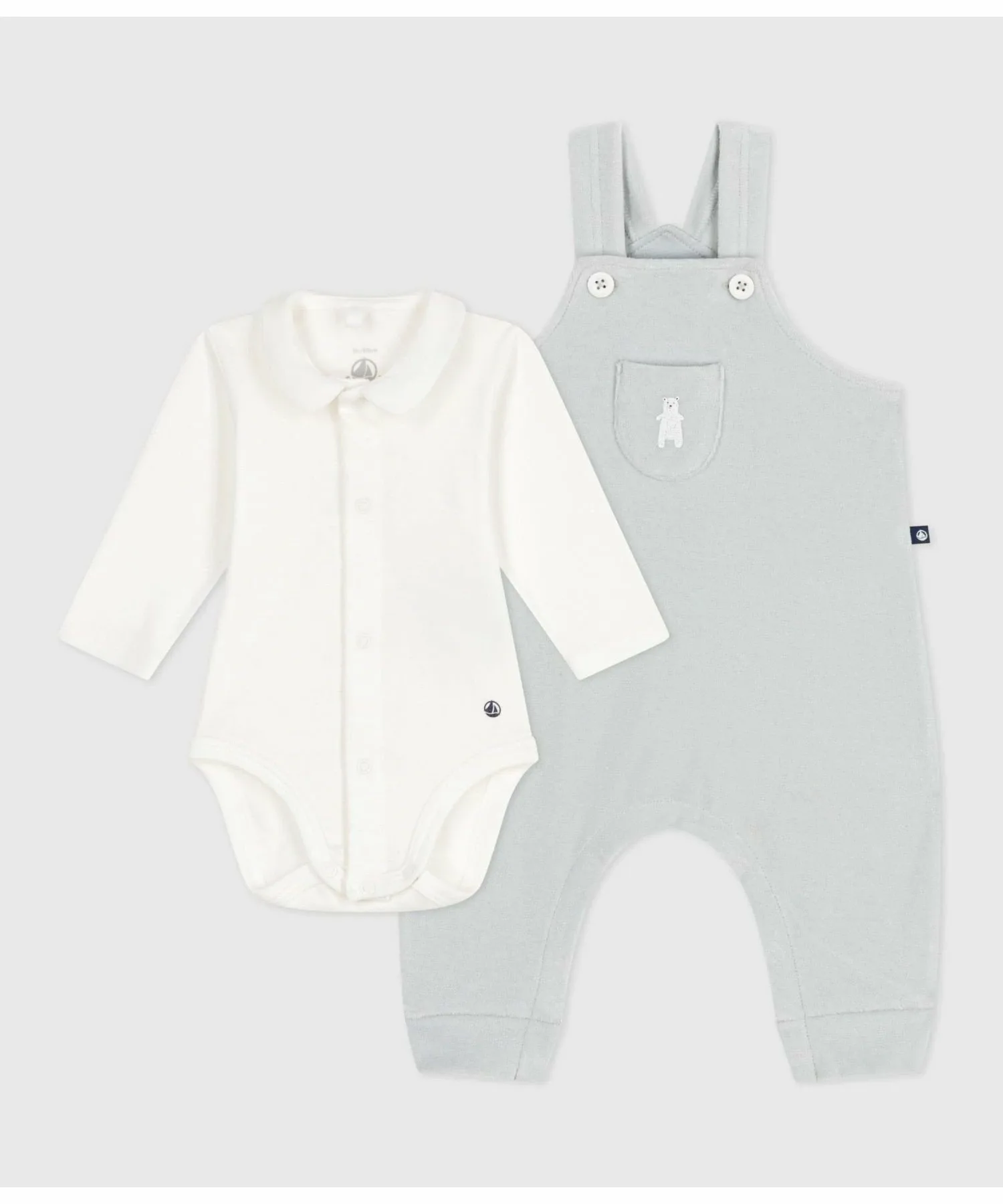 Детский комплект из 2 предметов PETIT BATEAU, Gray/Off-White