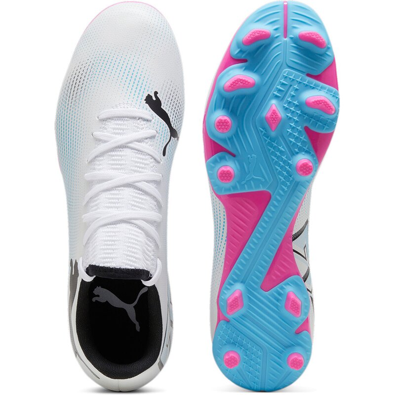 Футбольные бутсы для газона Future 7 Play FG/AG Puma, цвет puma white-puma black-poison p — фото 2