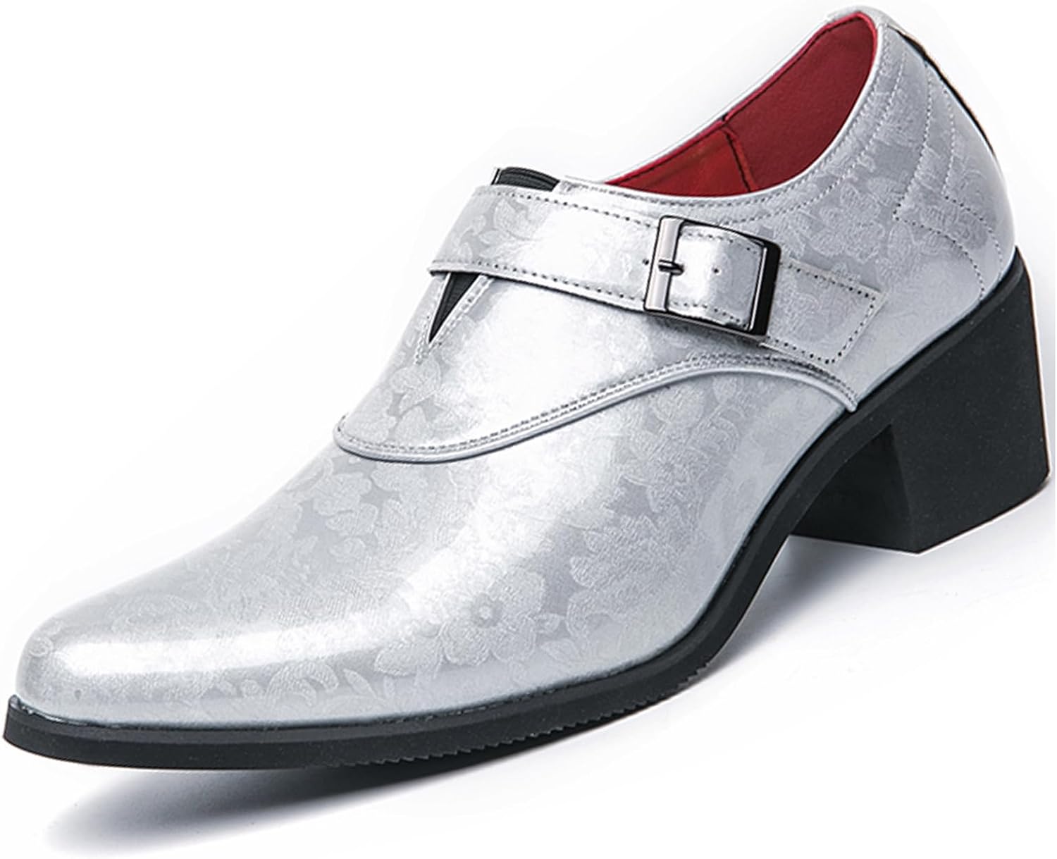 

Мужские кожаные лоферы с массивным каблуком на ремешке-монке, модный заостренный носок, без шнуровки, на высоком каблуке, оксфорды для торжественных мероприятий, повседневная, деловая и свадебная обувь Ptnoka, серый