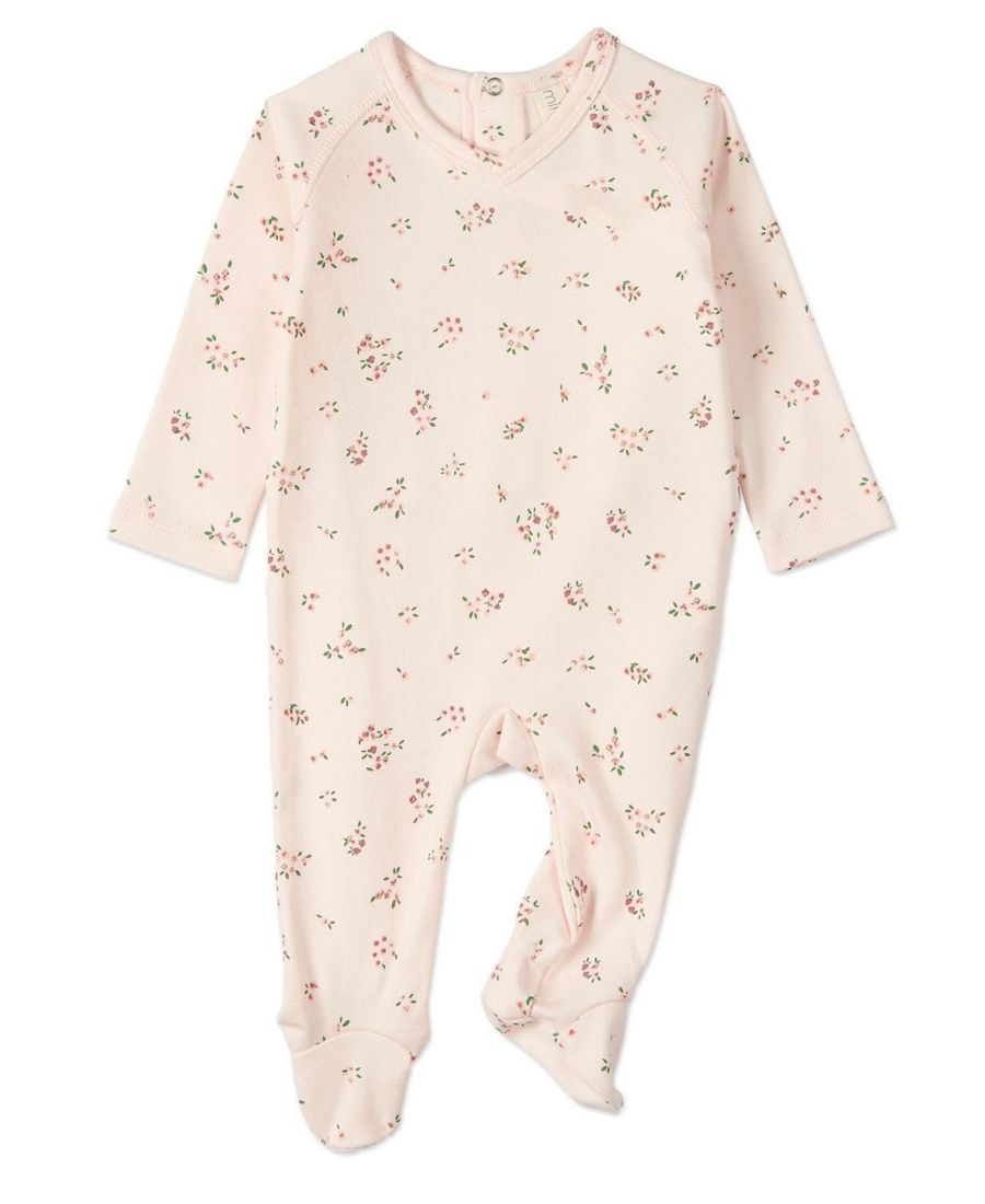 

Детский комбинезончик для девочек "С цветочным принтом" из 100% хлопка MeMoi, Soft pink