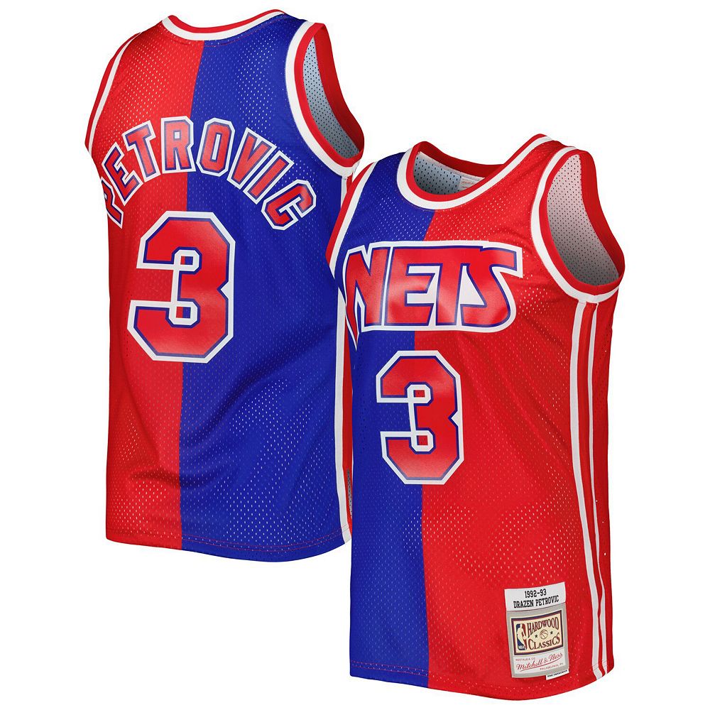 

Мужская майка Mitchell & Ness Drazen Petrovic сине-красная New Jersey Nets Hardwood Classics 1992-93 Split Swingman Jersey, цвет Nba Blue