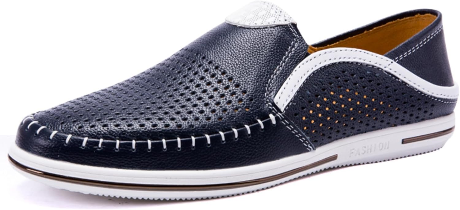 

Мужские натуральные кожаные лоферы- модные слип-он, повседневные и мягкие, идеально подходят для летних поездок и повседневной ношения Kpdwfms, синий