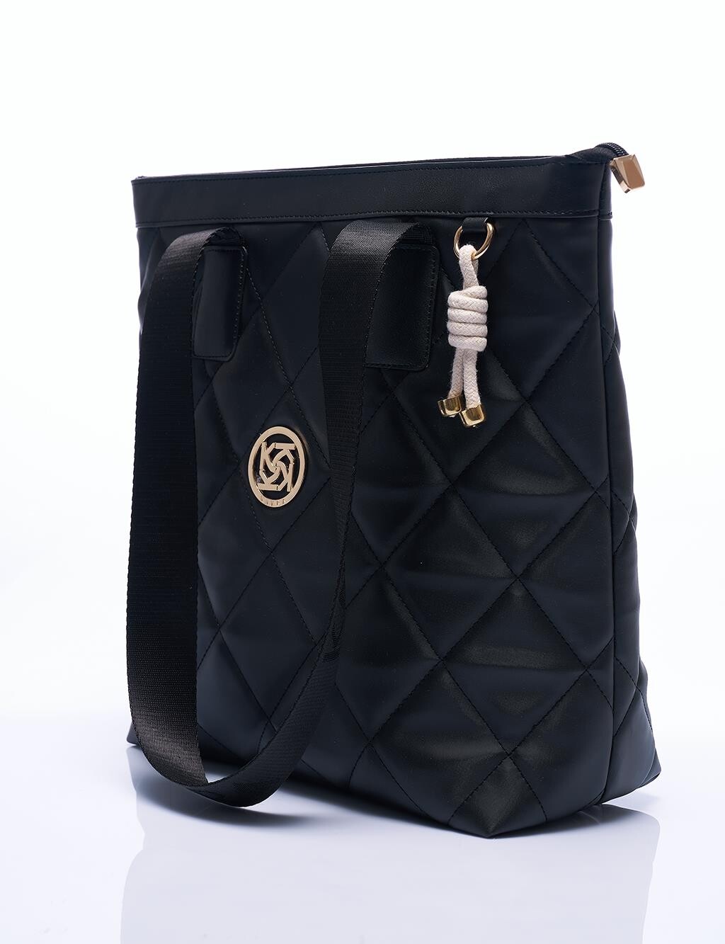 

Стеганая большая сумка Черная Kayra