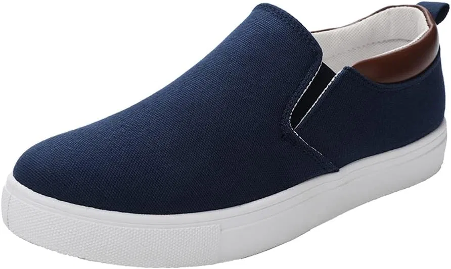 Лоферы мужские, парусиновые, tazimall, Slip on Flat Loafers, синий