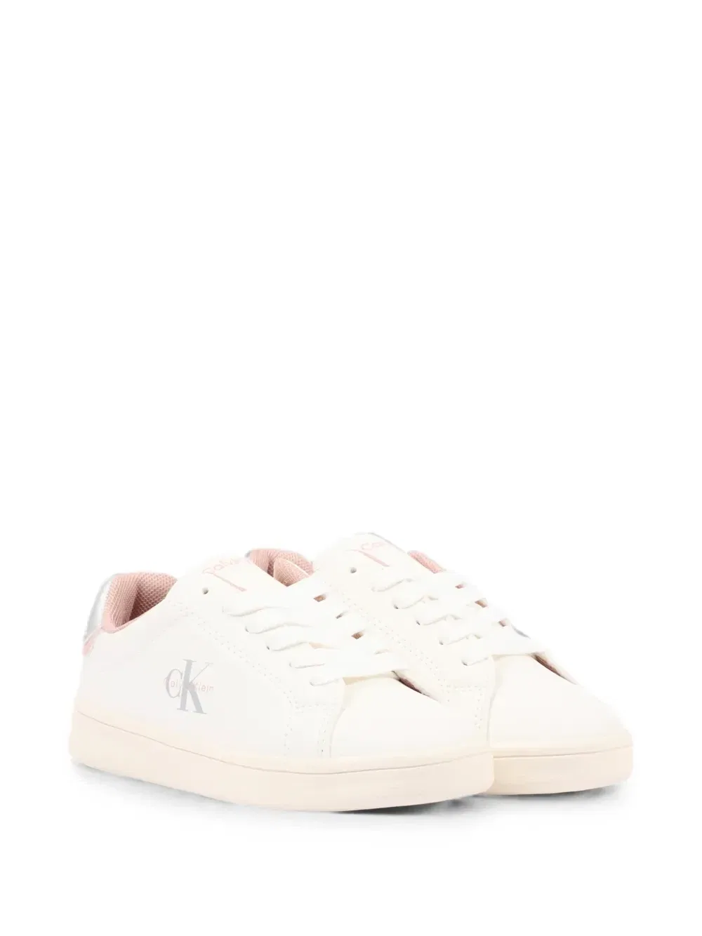 Кроссовки из кожи с логотипом Calvin Klein Kids, белый