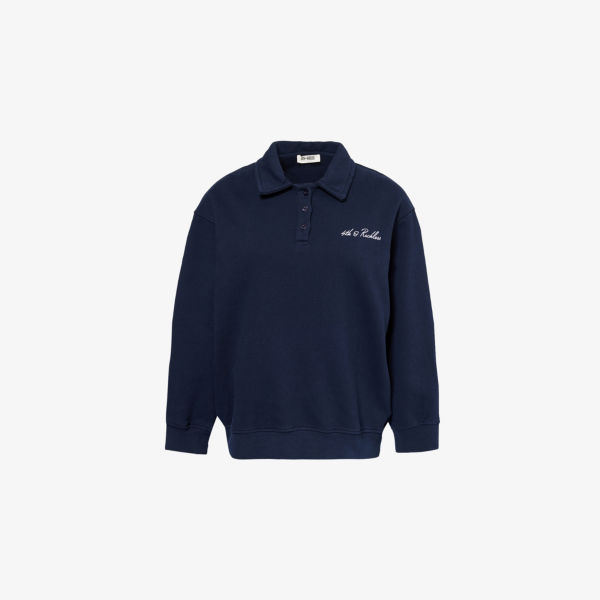 

Поло-свитшот 4Th & Reckless Clover из хлопкового джерси с вышитым логотипом, синий