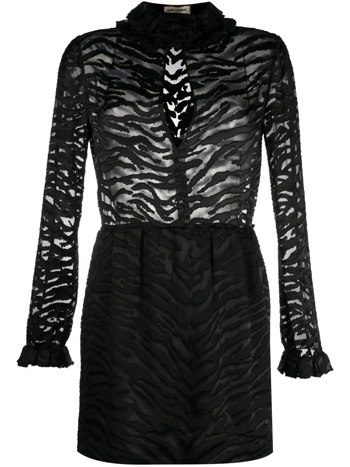 Прозрачное платье с зебровым принтом Saint Laurent