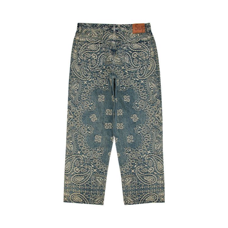 Джинсы Supreme Bandana Jacquard Baggy Jean, Blue — фото 2