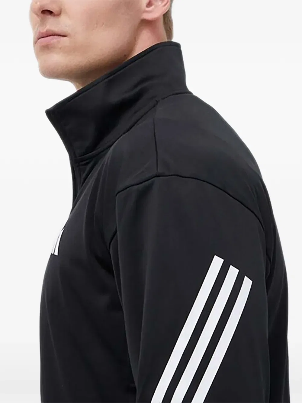 Полосатая куртка на молнии Adidas, черный — фото 4