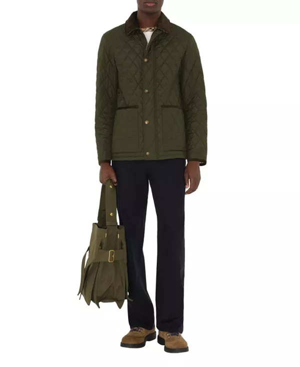 

Куртка-Бомбер из нейлоновой смеси с микроклетчатой строчкой Burberry, зеленый