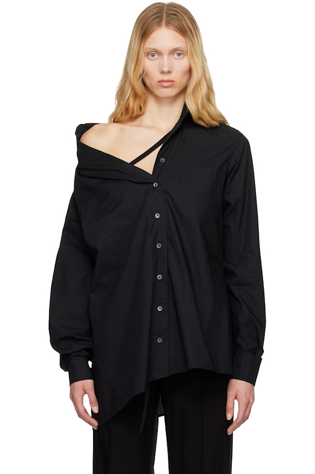 

Дария рубашка с удлиненными плечами Ann Demeulemeester, черный