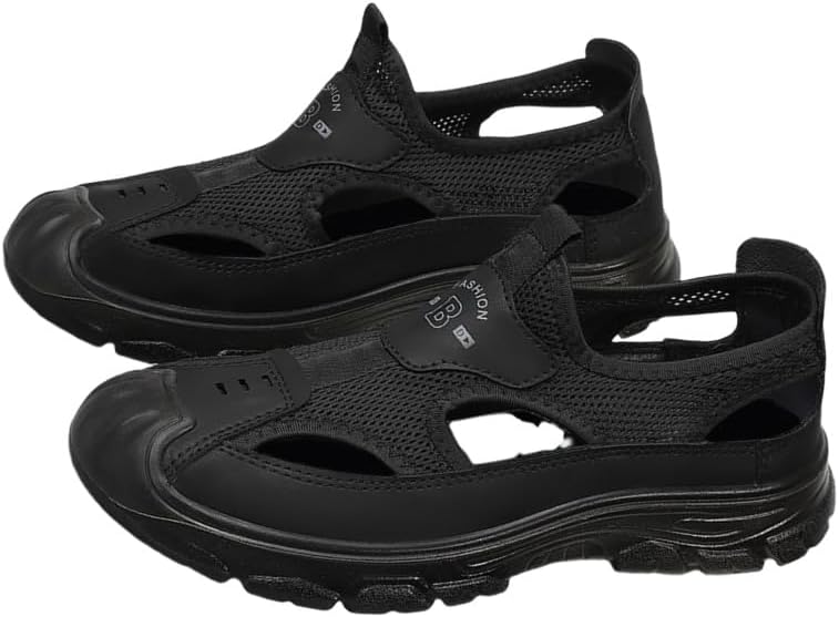 

Мужские повседневные сандалии большого размера с дышащей тканью - противоскользящая и износостойкая подошва, мягкий верх Clolinde, черный