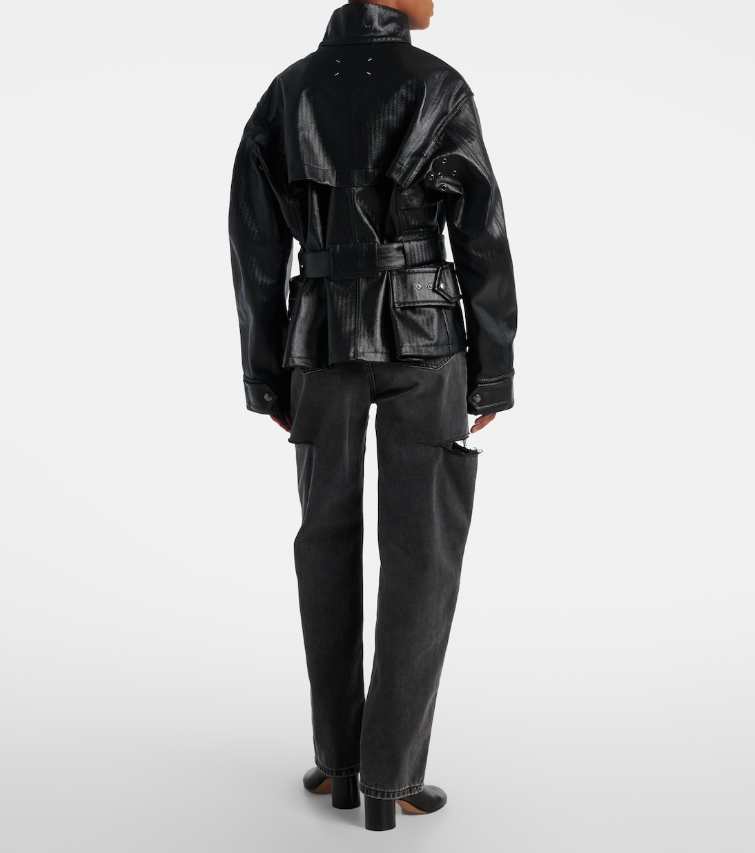 Хлопковая куртка с узором елочка Maison Margiela, черный — фото 3