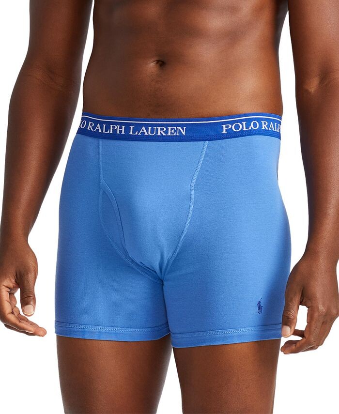 Мужской комплект из 3 штук. Классические хлопковые трусы-боксеры Polo Ralph Lauren, цвет Aerial Blue / Rugby Royal / Cruise Navy — фото 3
