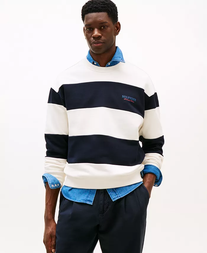 

Мужской свитшот свободного кроя с логотипом в полоску Block Stripe Tommy Hilfiger, мультиколор