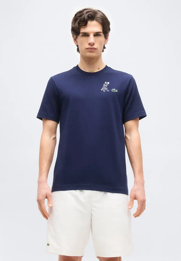 Футболка с графическим принтом в стиле ретро Lacoste Sport, Navy Blue — фото 3
