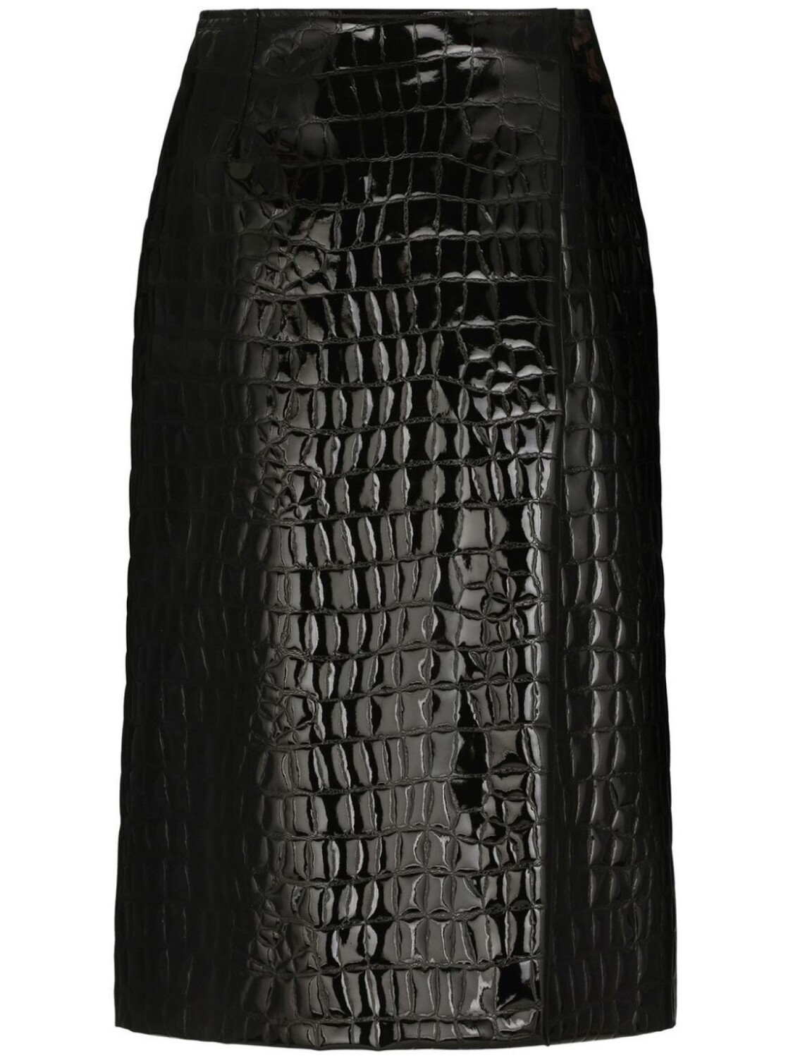 

Dolce & Gabbana alligator-print silk-blend skirt, черный