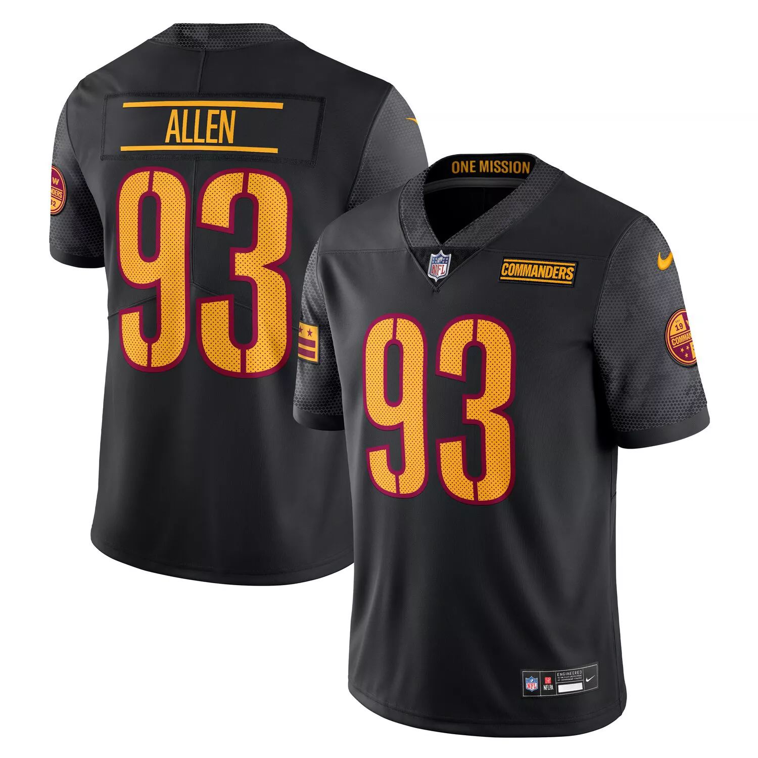 

Мужское джерси Jonathan Allen Black Washington Commanders Alternate Vapor Untouchable Limited Nike