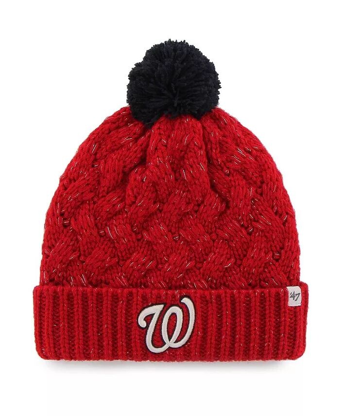 

Женская вязаная шапка-манжета Red Washington Nationals '47 с помпоном '47 Brand