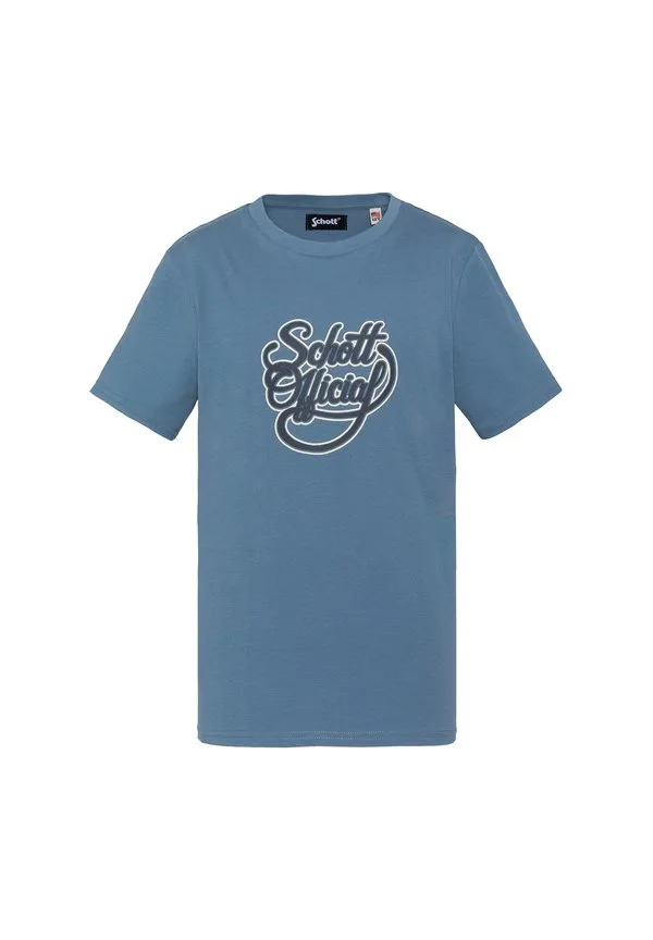 Футболка imprimé с винтажным принтом и логотипом Schott, Bleu Jeans