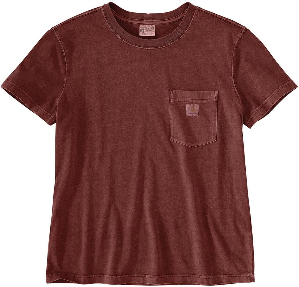 

Carhartt женская футболка с карманом, свободный крой, легкая, с коротким рукавом, окрашенная в готовом виде, Deep Spice Red, Красный, Carhartt женская футболка с карманом, свободный крой, легкая, с коротким рукавом, окрашенная в готовом виде, Deep Spice R
