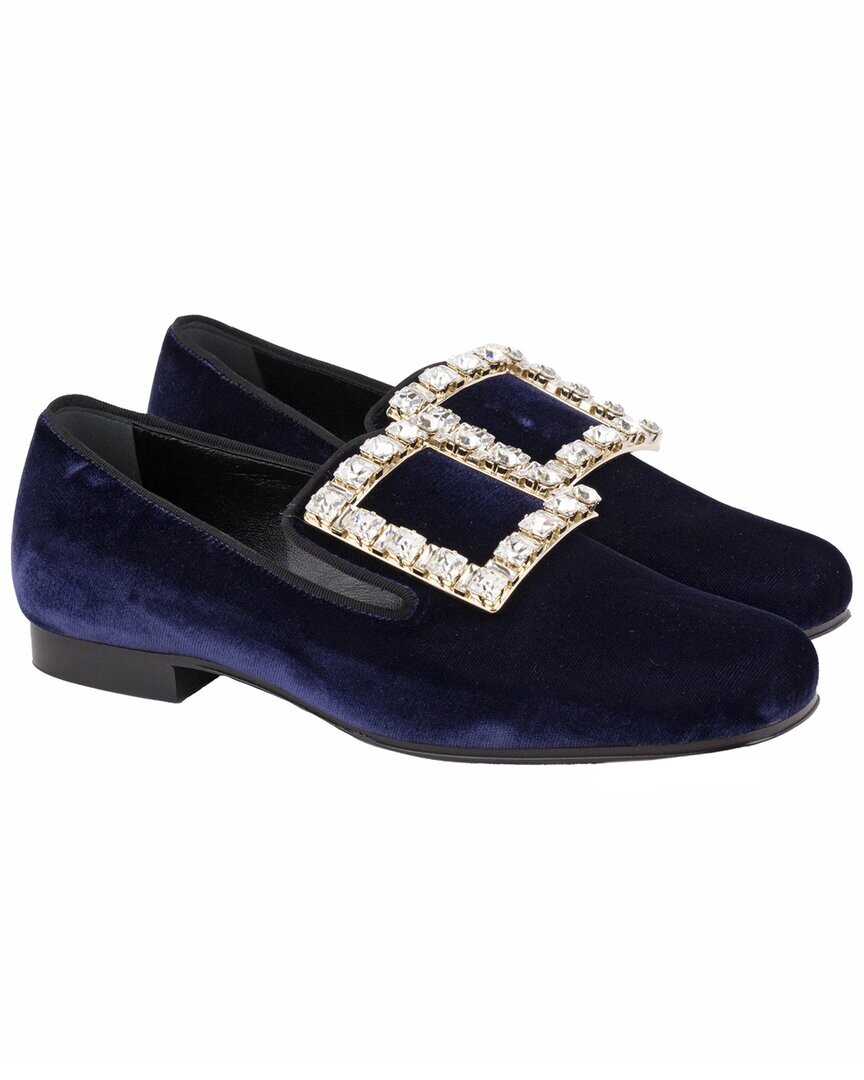 

Roger Vivier Бархатные лоферы Tres Vivier со стразами Buc, синий