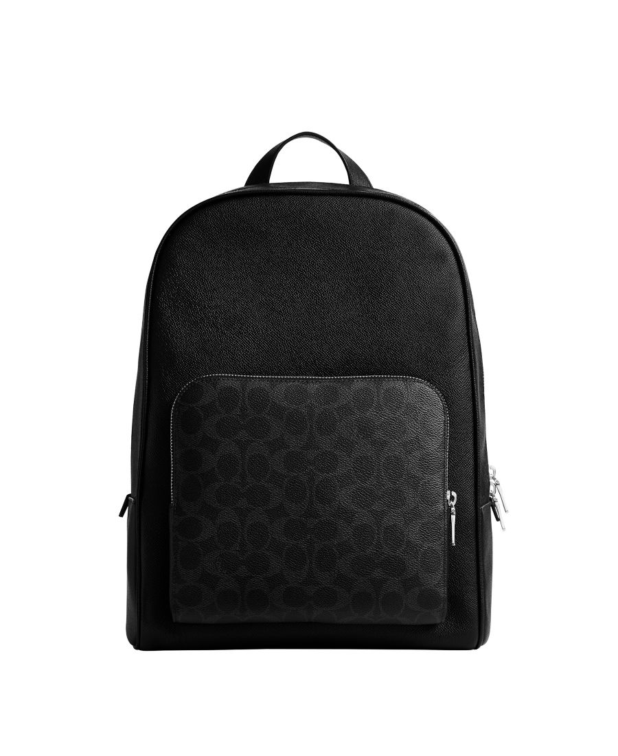 

Мужской рюкзак Wade из парусины с покрытием и зернистой кожи COACH, Black signature