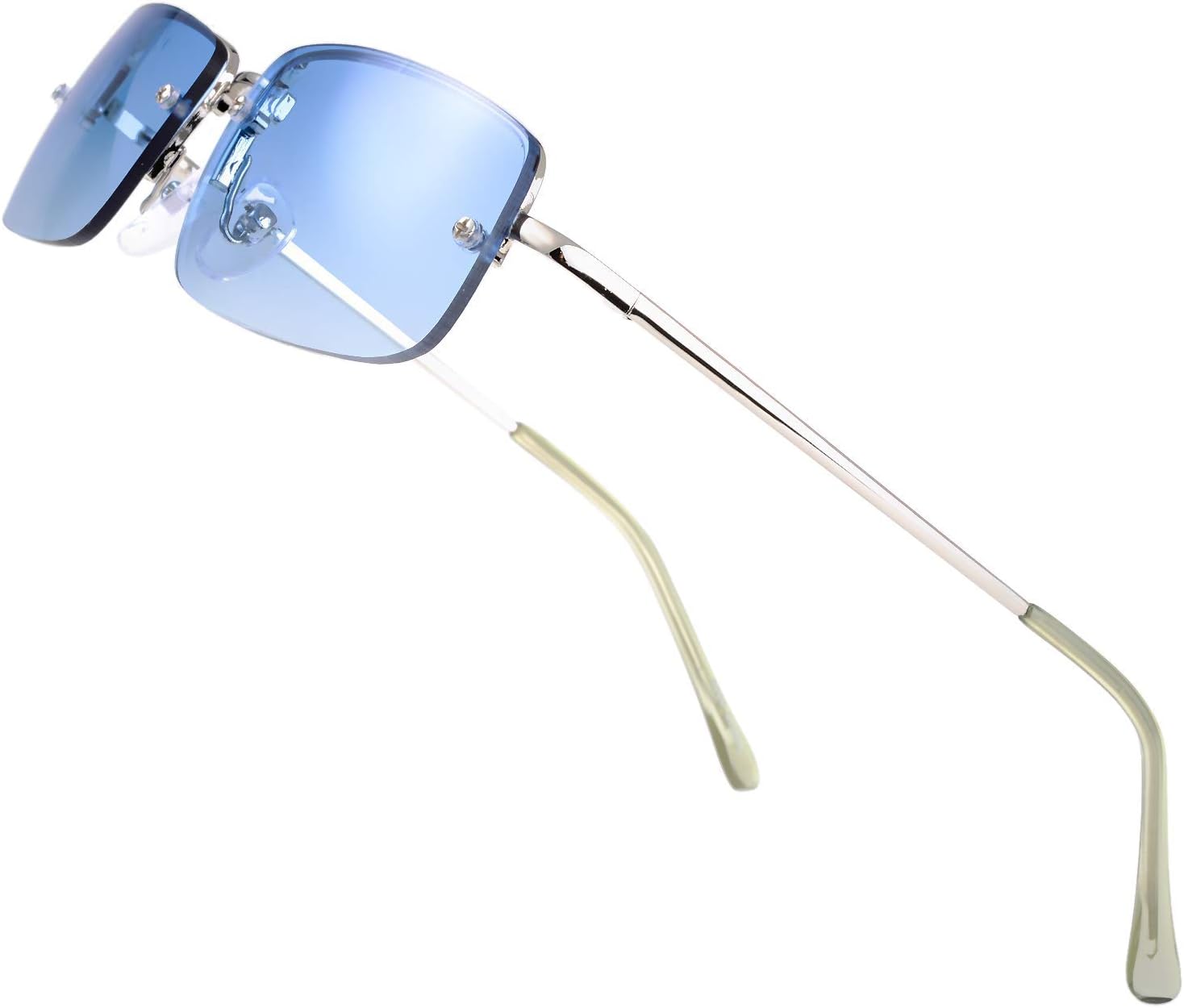

Солнцезащитные очки Fresh Minimalist Small Rectangular Sunglasses Clear Eyewear Spring Hinge - Gift Box Package (204-Silver, Gradient Blue, 51) The Fresh, 204-silver, Gradient Blue