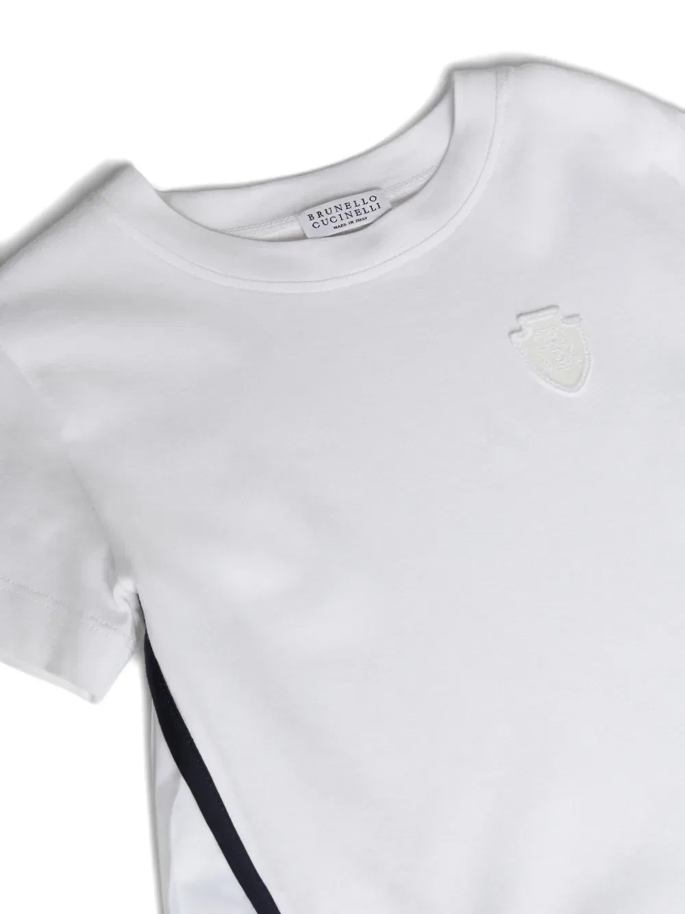 Футболка с оборками и нашивкой с логотипом Brunello Cucinelli Kids, белый — фото 3