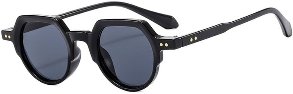 

Модные маленькие солнцезащитные очки неправильной формы для женщин в стиле ретро, ​​круглые, с прозрачными линзами цвета океана, защита от УФ-излучения UV400, для мужчин с заклепками, в стиле панк TVTBBVV, Black