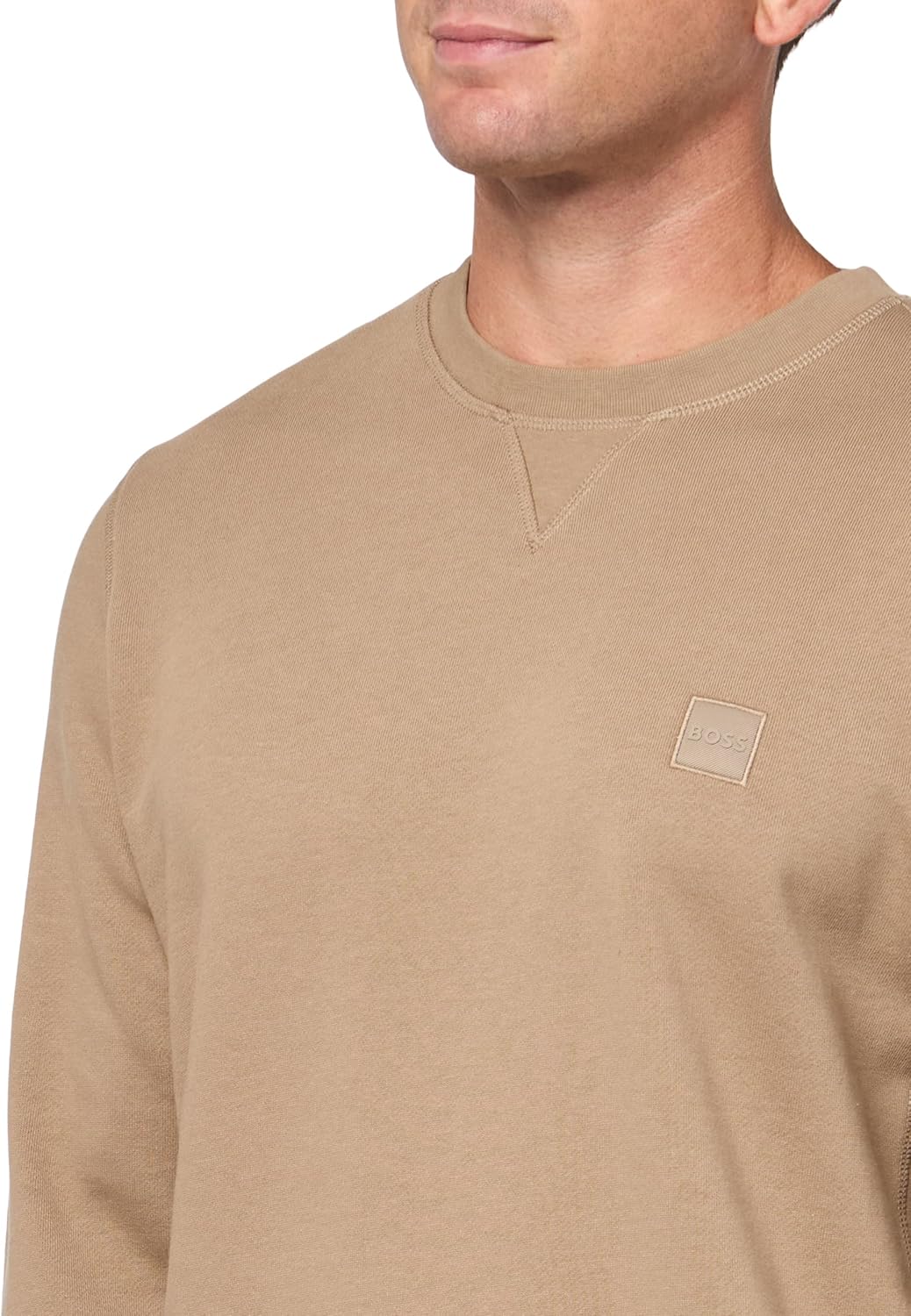 BOSS мужской свитшот с логотипом из французского футера, Desert Taupe — фото 3