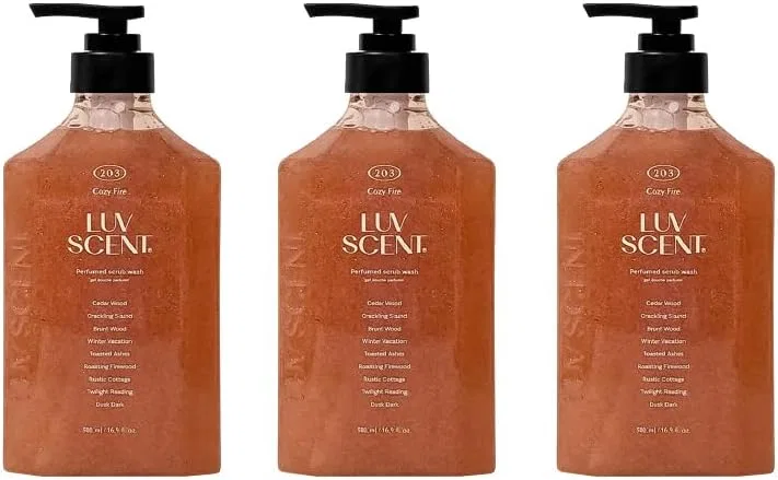 Скраб-гель для душа LUV SCENT Cozy Fire 500 мл, набор 3 шт