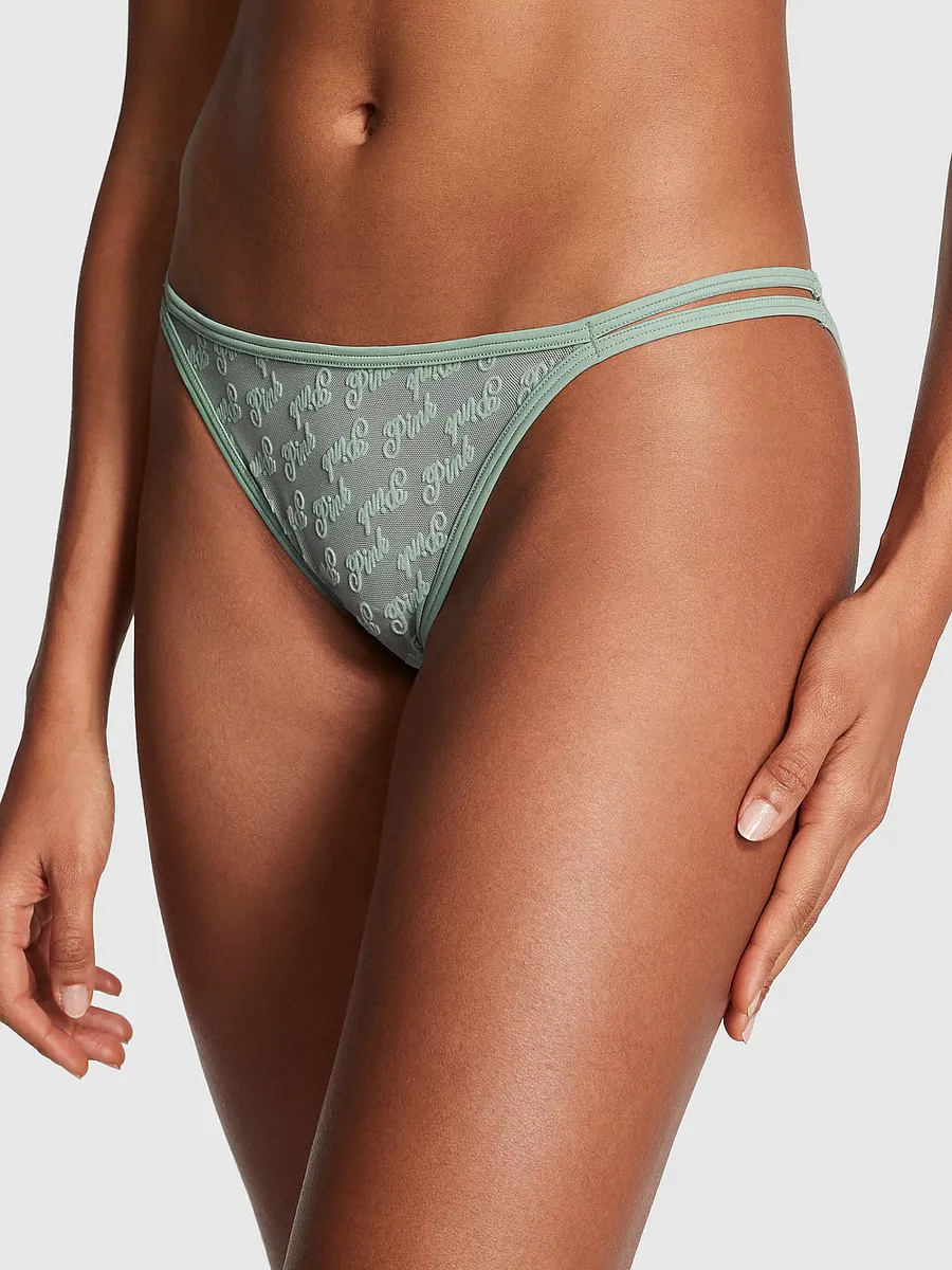 

Нахальные трусики Cheeky с сетчатыми ремешками и логотипом Pink, зеленый