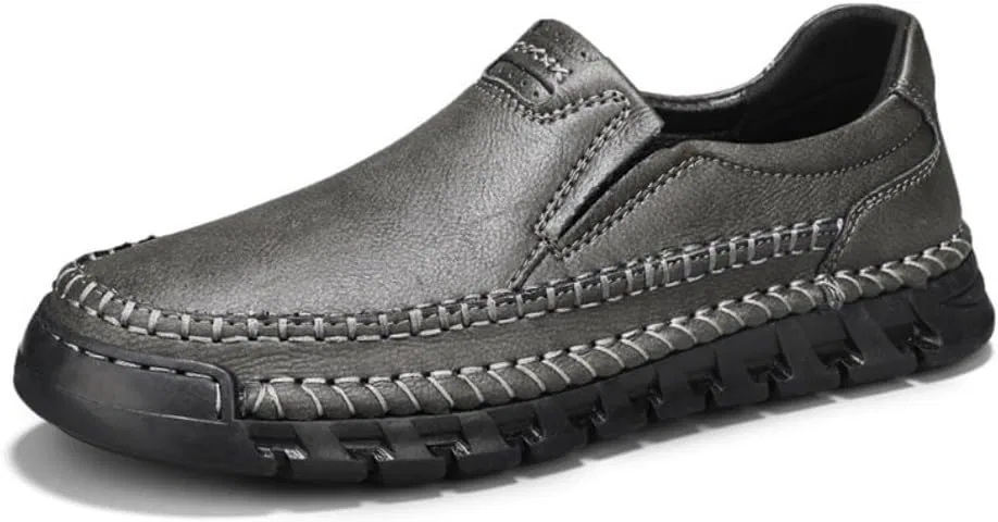 Лоферы кожаные Mens Loafers, серый Adornosbt