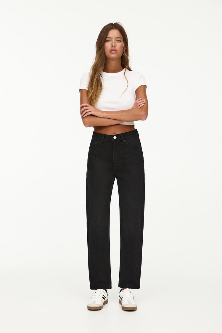 

Базовые джинсы mom Pull And Bear, черный