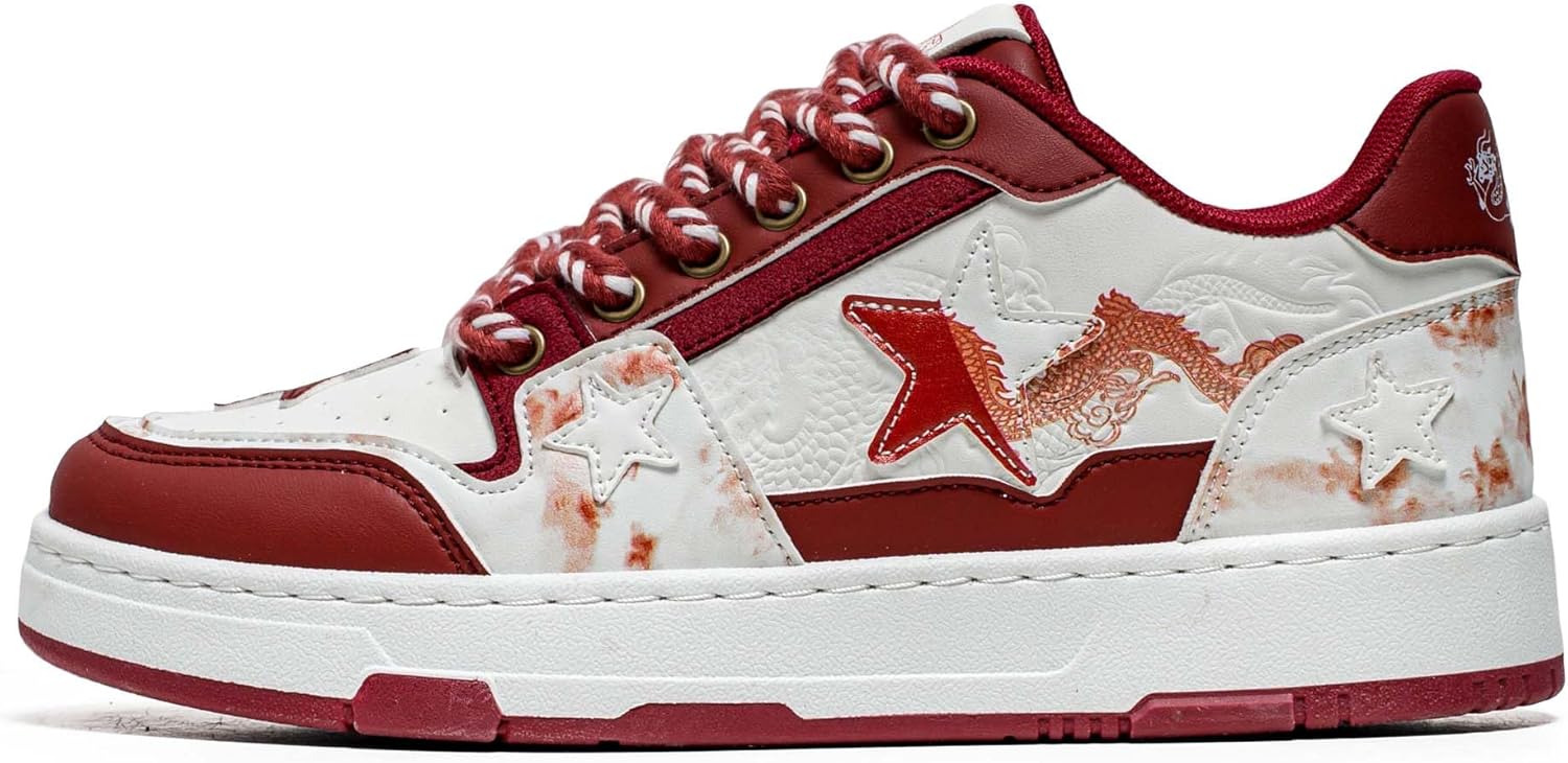 

Кожаные туфли с тиснением в виде дракона, повседневная обувь, модная обувь, мужская обувь, стильные спортивные кроссовки, ретро и простые классические мужские туфли Generic, красный