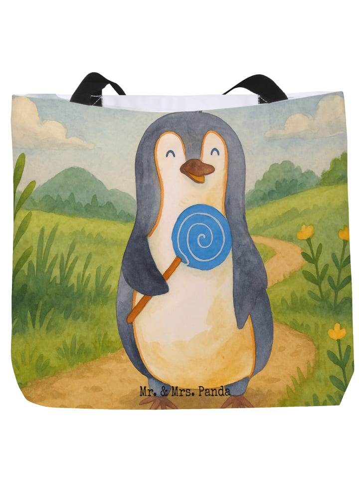 

Mr. & Mrs. Panda Сумка с изображением пингвина и леденца, без слогана, белого цвета