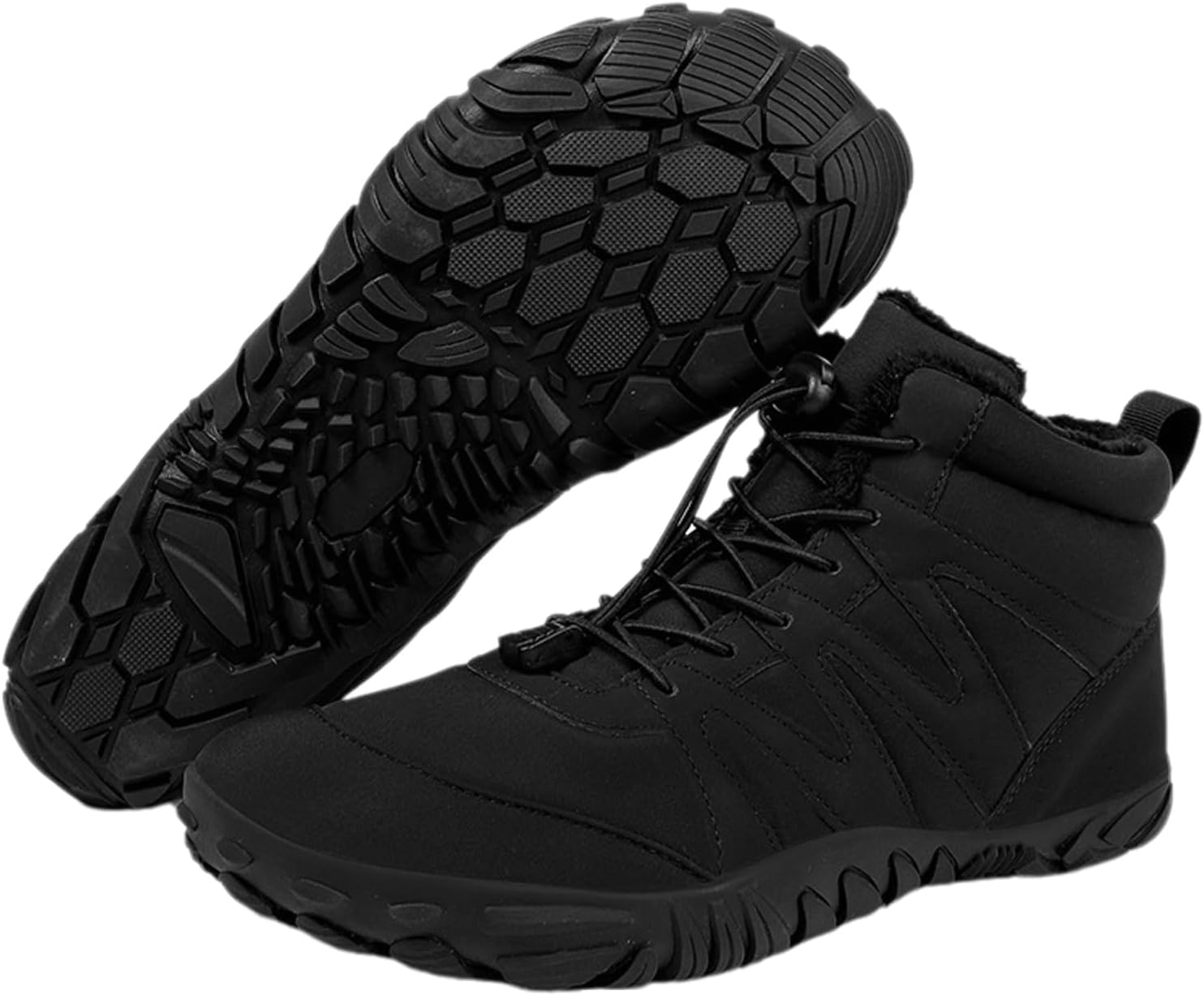 

Зимние ботинки для ходьбы для женщин и мужчин, водонепроницаемые и противоскользящие, снежные ботинки, с мягкой защитой носка Generic, черный