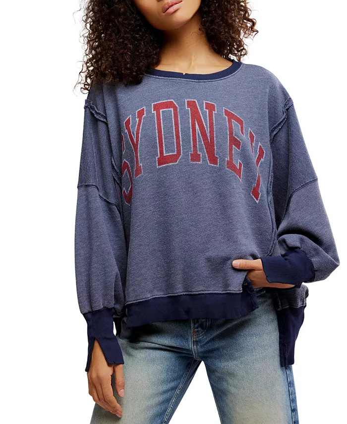 

Женская графическая толстовка Camden High-Low Free People, синий