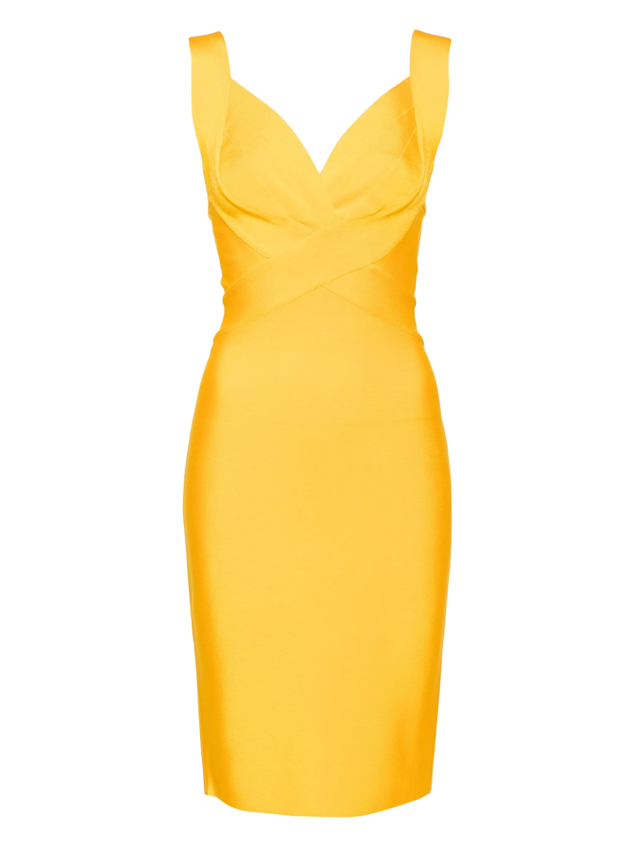 

Платье-футляр с глубоким вырезом Herve L. Leroux, желтый