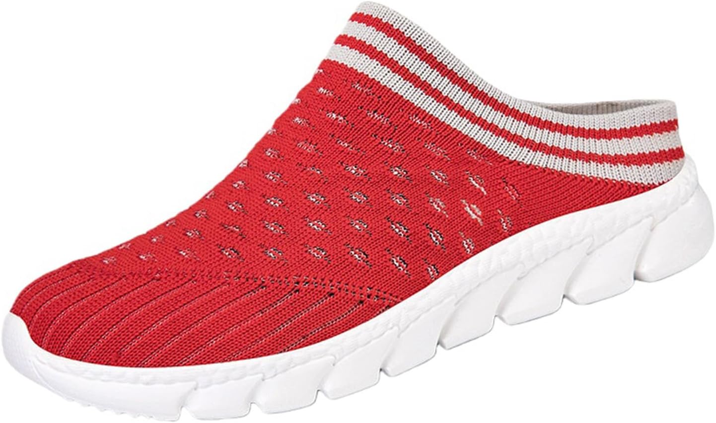 

Женские легкие прогулочные кроссовки из сетки с дышащей мягкой подошвой, мюли с открытой пяткой, повседневные тапочки, удобные, для спорта на улице, сандалии на танкетке Movnebyro, красный