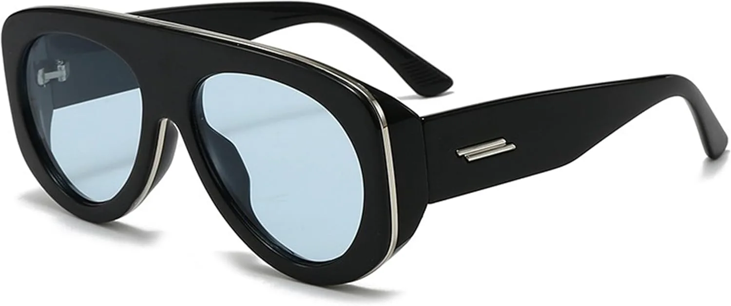 

Модные солнцезащитные очки большого размера с овальной плоской верхней частью и защитой от УФ-излучения UV400 для отдыха на природе Generic, G