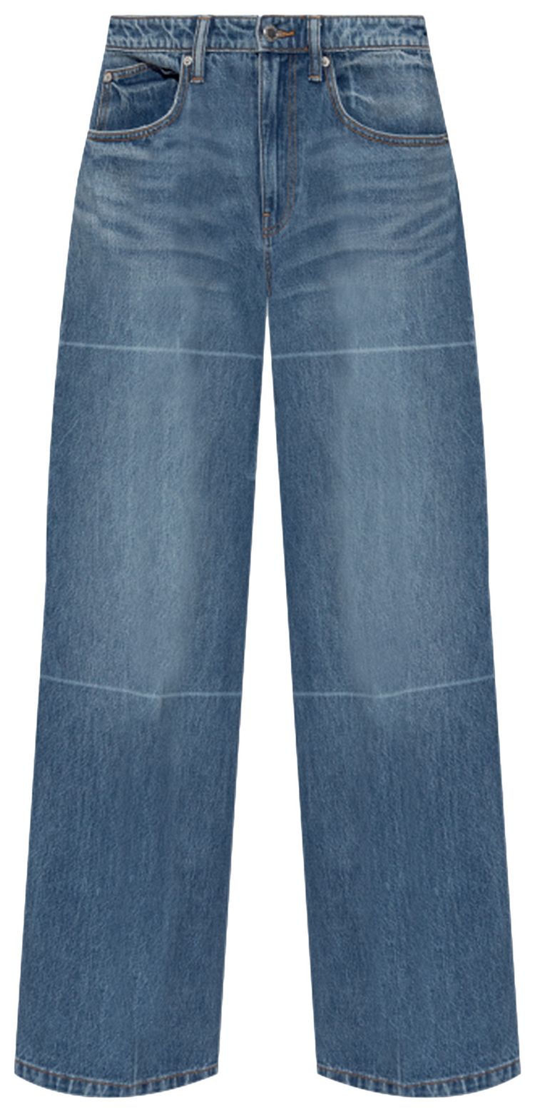 

Прямые брюки Alexander Wang с выцветшими складками, синий