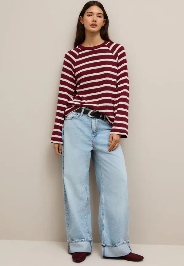 Джемпер Next, Crew neck jumper, красно-экрю полоска — фото 2