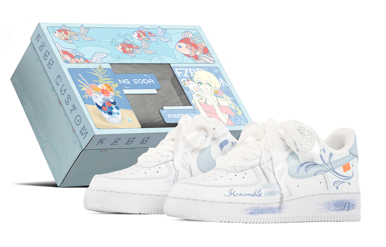 

Nike Air Force 1 нескользящие амортизирующие увеличивающие высоту низкие детские скейтбординг кроссовки blue white для подростков