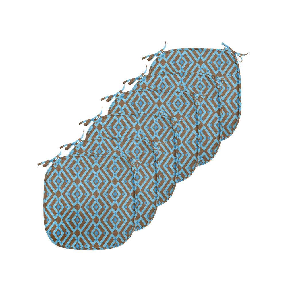 

Подушки на обеденный стул ABAKUHAUS с геометрическим рисунком, вложенный квадратный узор, декоративная водонепроницаемая подушка с ремнями для кухонных сидений, 40 см x 40 см — упаковка из 6 шт., коричневый и небесно-голубой