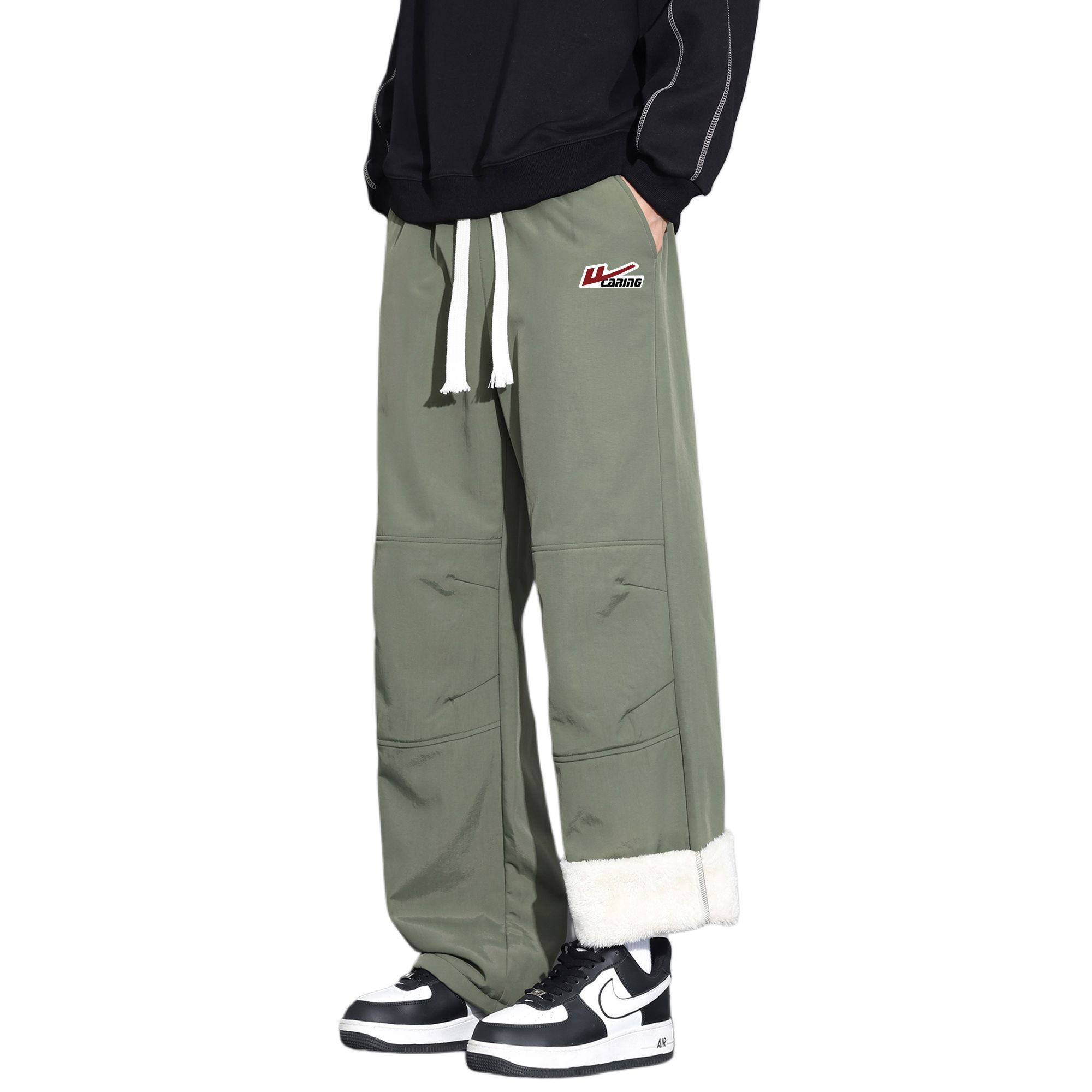 

Хлопковые брюки Unisex утепленные с флисовой подкладкой прямого кроя WARRIOR, зеленый (graphene knee protector diy badge)