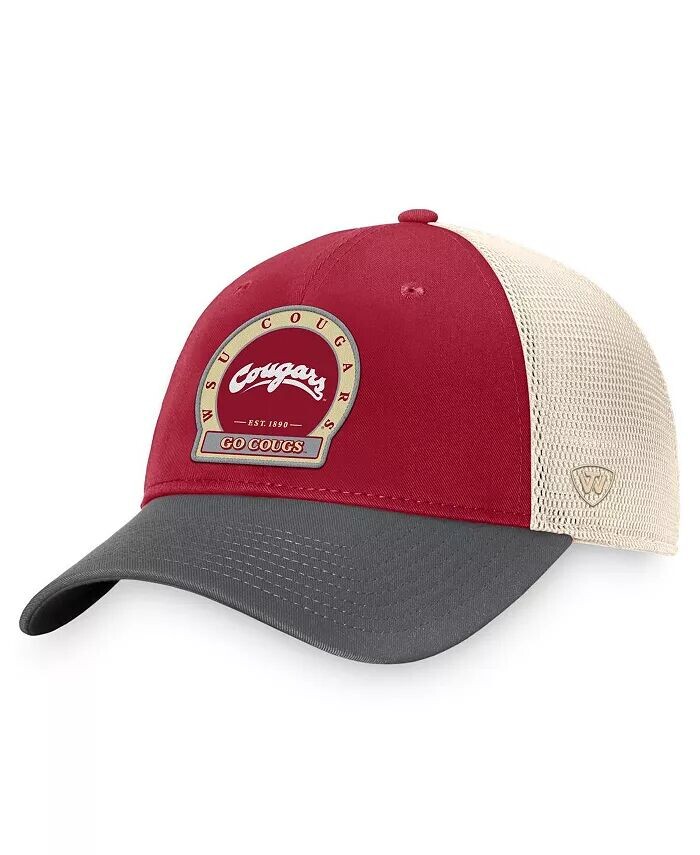 

Мужская регулируемая шляпа малинового цвета Washington State Cougars Refined Trucker Top Of The World, серый