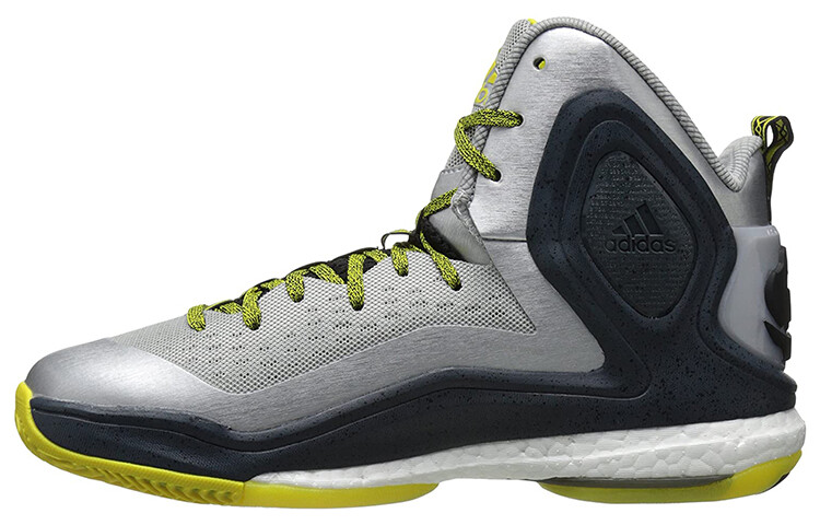 

Баскетбольные кроссовки D Rose 5 мужские высокие серебристо-черные Adidas