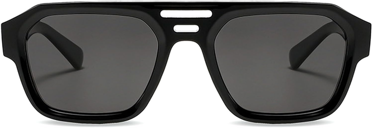 

Винтажные квадратные солнцезащитные очки для женщин и мужчин, зеленая оправа, модель «пилот», двойная перемычка, ретро-стиль, поляризованные, защита от УФ-излучения UV400 mincl, Black